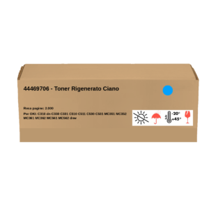 OKI - 44469706 - Toner Rigenerato Ciano - Resa pagine: 2.000 - EAN: 5031713047988 - Compatibile con: C310 dn C330 C331 C510 C511 C530 C531 MC351 MC352 MC361 MC362 MC561 MC562 dnw
