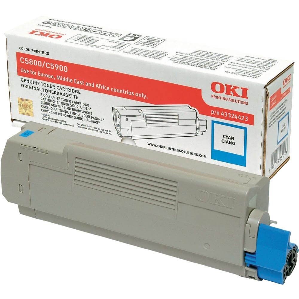 OKI - 43324423 - Toner Originale-Universale™ Ciano - Resa pagine: 5.000 - EAN: 5031713031253 - Compatibile con: C5800, C5900, C5550