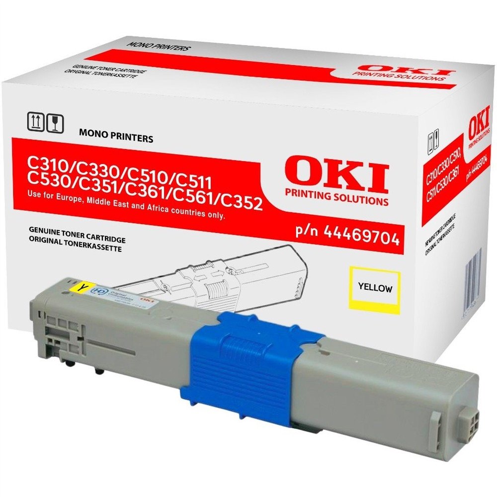 OKI - 44469704 - Toner Originale-Universale⢠Giallo - Resa pagine: 2.000 - EAN: 5031713047964 - Compatibile con: C310, C330, C331, C510, C511, C530, C531, MC351, MC352, MC361, MC362, MC561, MC562