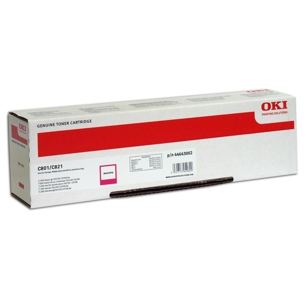 OKI - 44643002 - Toner Originale-Universale⢠Magenta - Resa pagine: 7.300 - EAN: 5031713049609 - Compatibile con: C801, C821