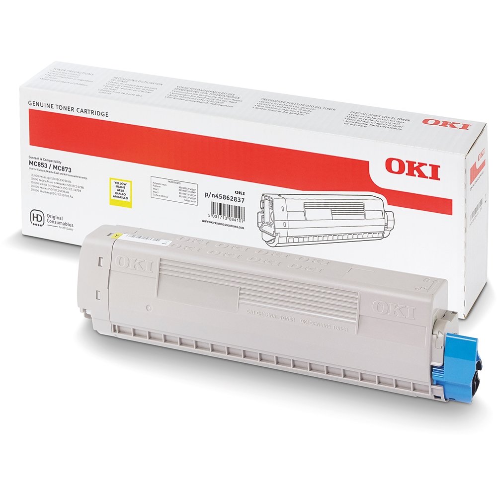 OKI - 45862837 - Toner Originale-Universale⢠Giallo - Resa pagine: 7.300 - EAN: 5031713064176 - Compatibile con: MC853, MC873, MC863, MC883
